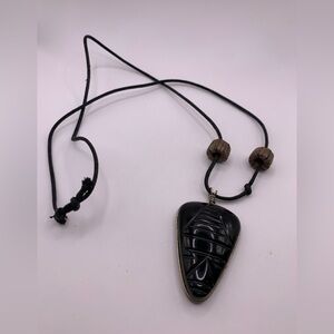 Vintage carved black onyx necklace